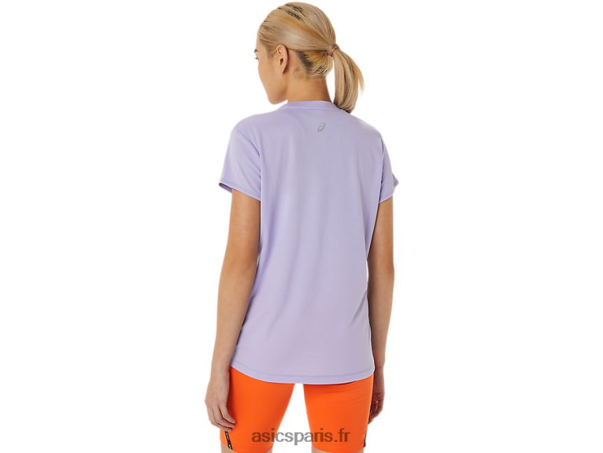 femmes Asics haut à manches courtes avec logo fujitrail BXL8B23074 vapeur