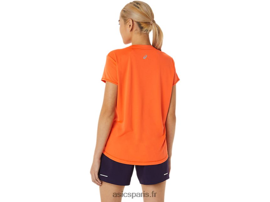 femmes Asics haut à manches courtes avec logo fujitrail BXL8B23075 orange nova
