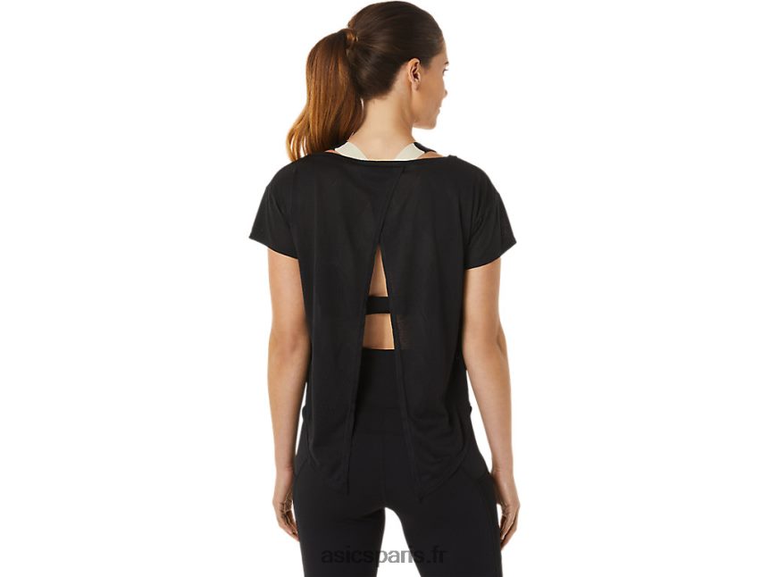 femmes Asics haut à manches courtes en jacquard movekoyo BXL8B22763 performance noir