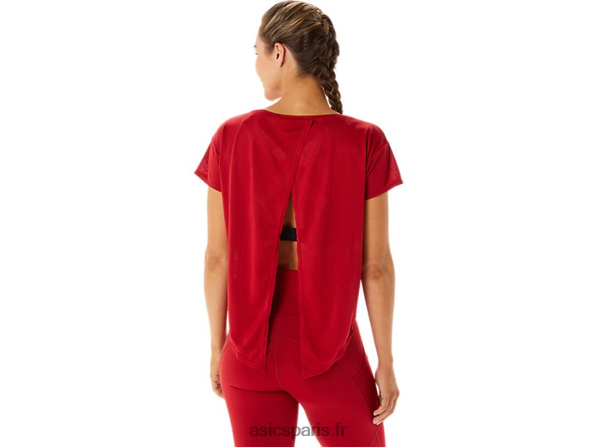 femmes Asics haut à manches courtes en jacquard movekoyo BXL8B22800 canneberge