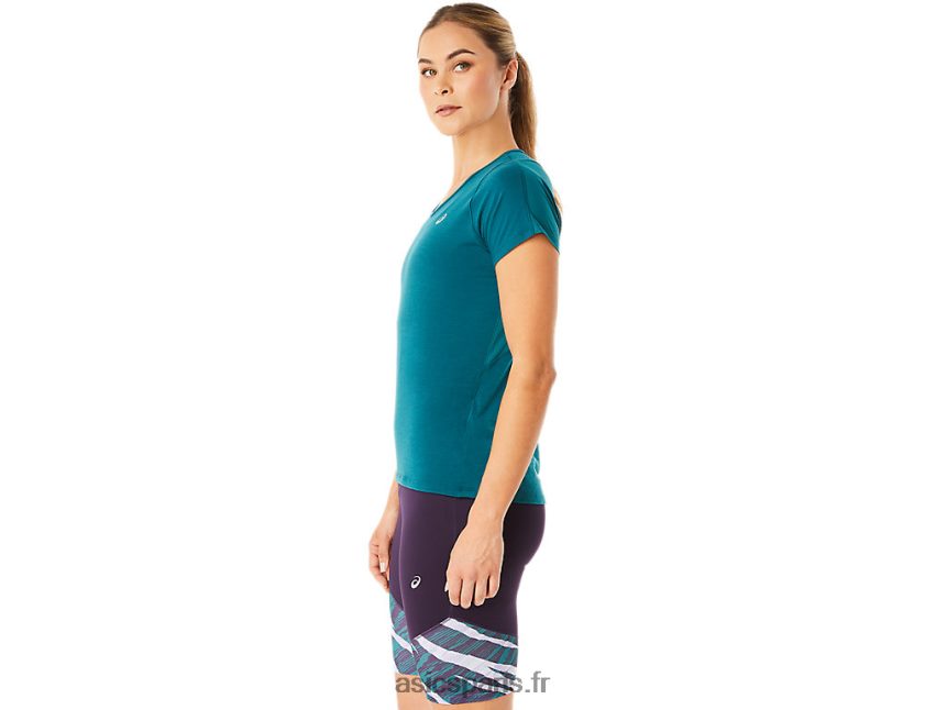 femmes Asics haut à manches courtes et col v BXL8B23078 pin velours