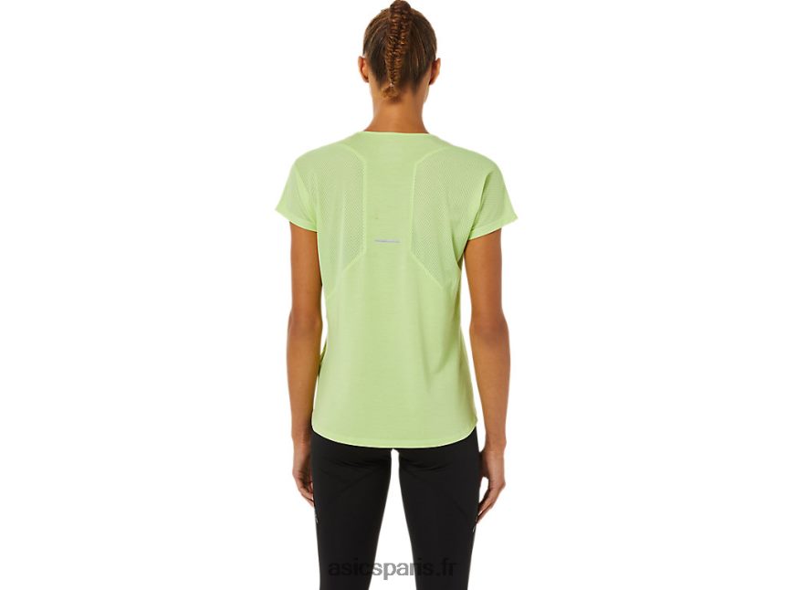 femmes Asics haut à manches courtes et col v BXL8B23370 vert citron