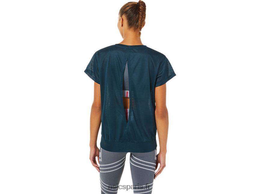 femmes Asics haut à manches courtes et dos ouvert BXL8B23363 bleu français
