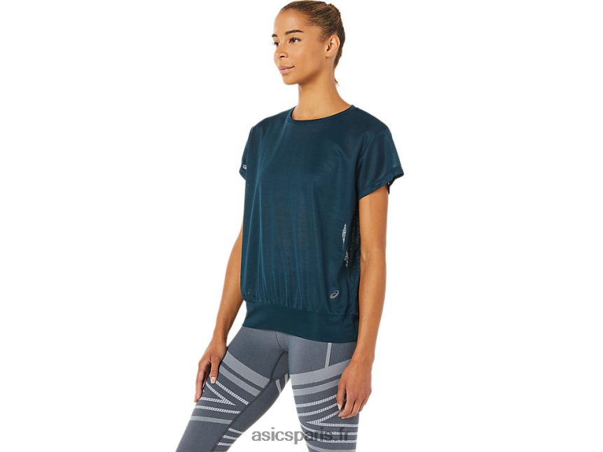 femmes Asics haut à manches courtes et dos ouvert BXL8B23363 bleu français