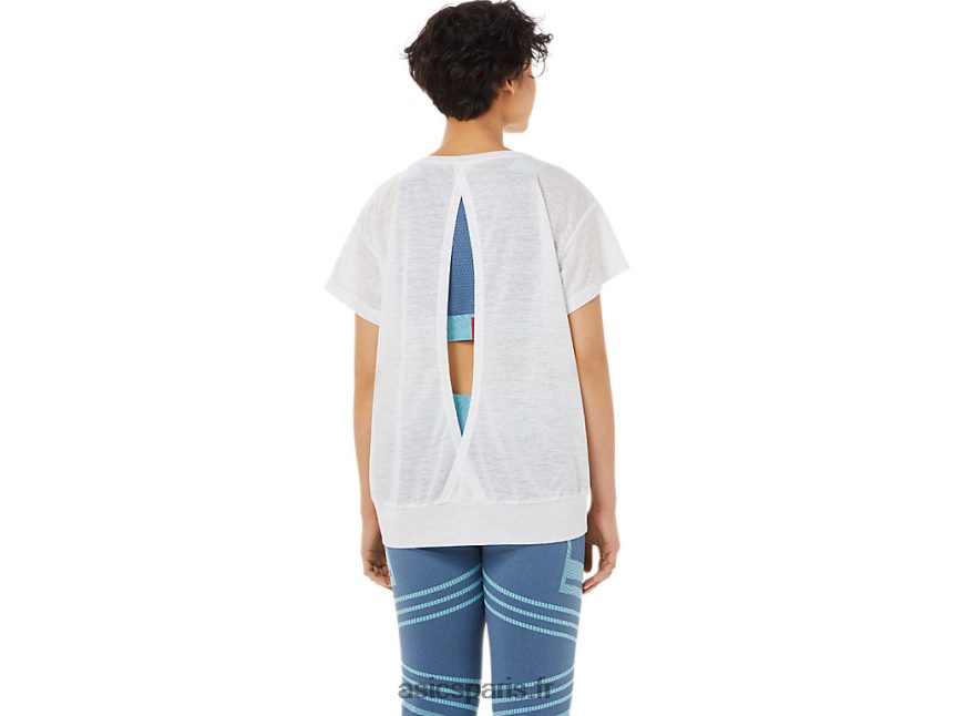 femmes Asics haut à manches courtes et dos ouvert BXL8B23374 blanc brillant