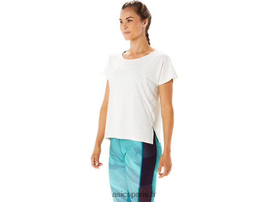 femmes Asics haut à manches courtes et fentes latérales BXL8B22941 crème