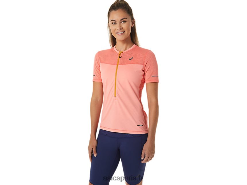 femmes Asics haut à manches courtes fujitrail BXL8B22457 papaye/goyave