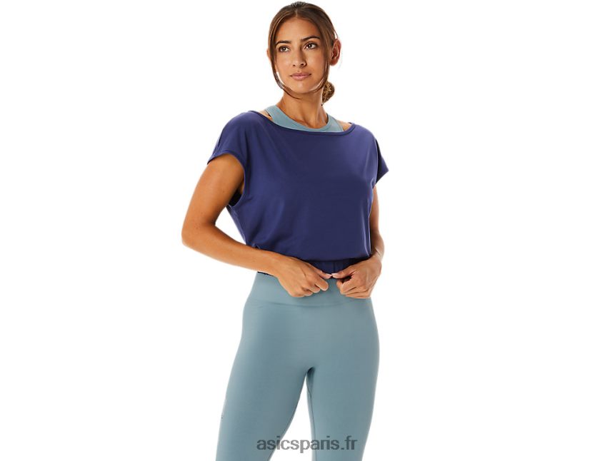 femmes Asics haut à manches courtes nagino flex BXL8B22244 Bleu indigo