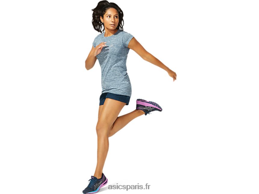 femmes Asics haut à manches courtes sans coutures BXL8B24040 bleu français