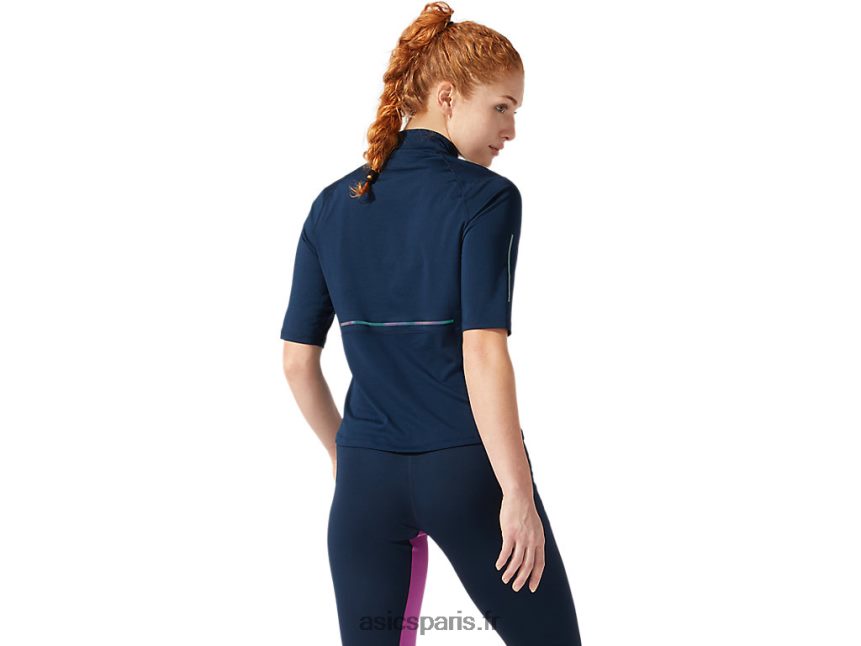 femmes Asics haut à manches courtes à visibilité BXL8B24064 bleu français
