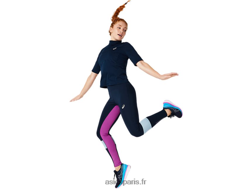 femmes Asics haut à manches courtes à visibilité BXL8B24064 bleu français