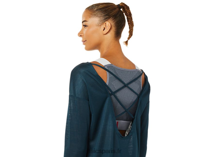 femmes Asics haut à manches longues et dos ouvert BXL8B23378 bleu français