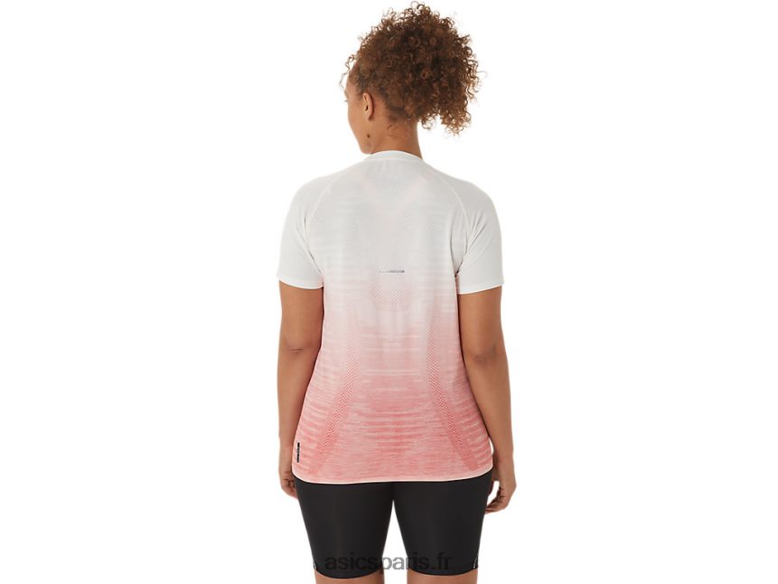 femmes Asics haut sans couture à manches courtes BXL8B22441 crème/papaye