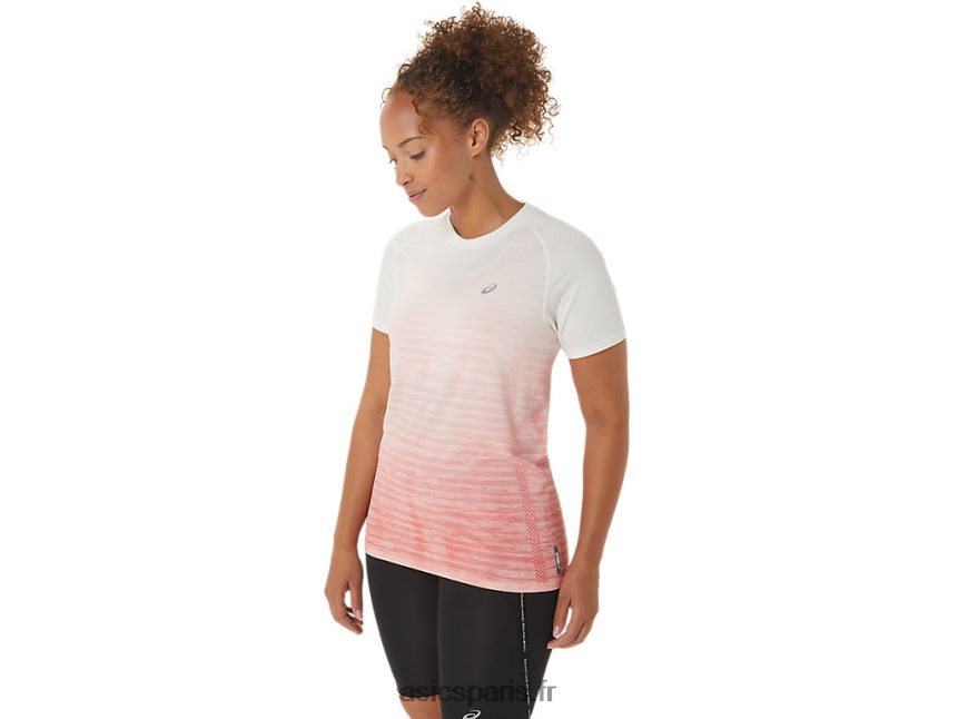 femmes Asics haut sans couture à manches courtes BXL8B22441 crème/papaye