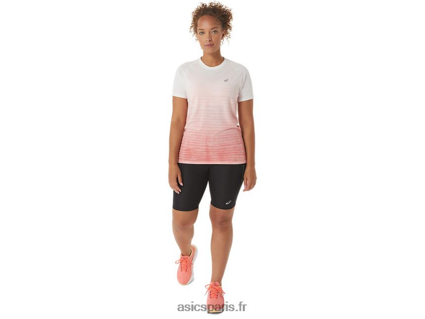 femmes Asics haut sans couture à manches courtes BXL8B22441 crème/papaye