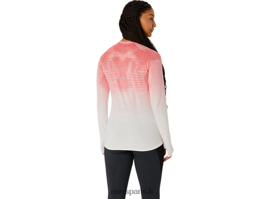 femmes Asics haut sans couture à manches longues BXL8B22210 crème/papaye