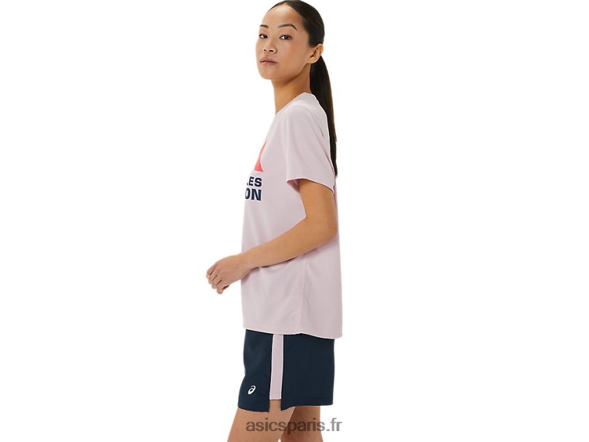 femmes Asics lam ready-set ii manches courtes BXL8B23268 à peine rose