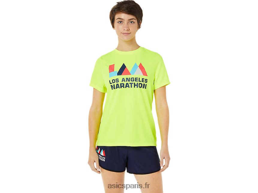 femmes Asics lam ready-set ii manches courtes BXL8B23625 jaune de sécurité