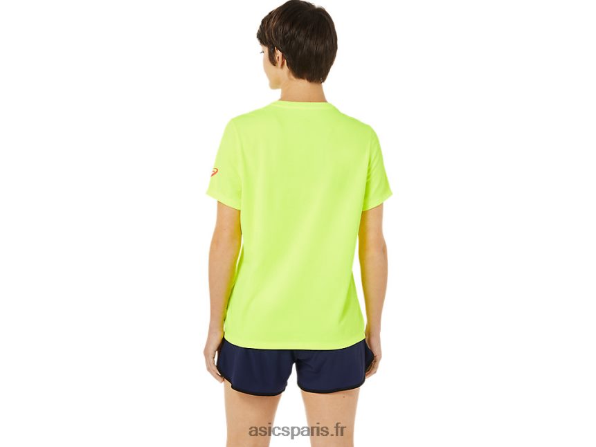 femmes Asics lam ready-set ii manches courtes BXL8B23625 jaune de sécurité