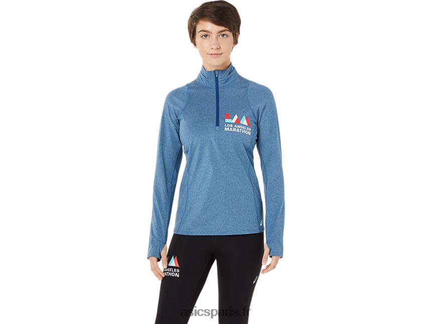 femmes Asics lam thermopolis demi-zip BXL8B23652 bleu mako chiné