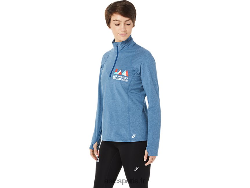femmes Asics lam thermopolis demi-zip BXL8B23652 bleu mako chiné