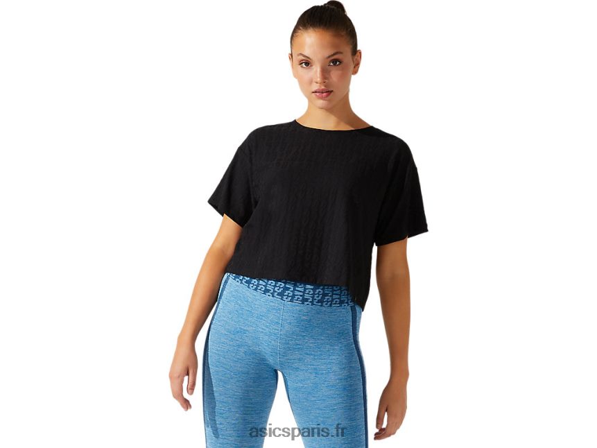 femmes Asics manches courtes en jacquard à logo BXL8B23963 performance noir