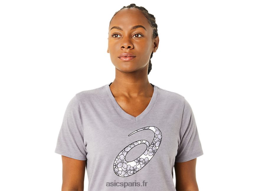 femmes Asics manches courtes fleur de cerisier BXL8B23644 gris lavande chiné