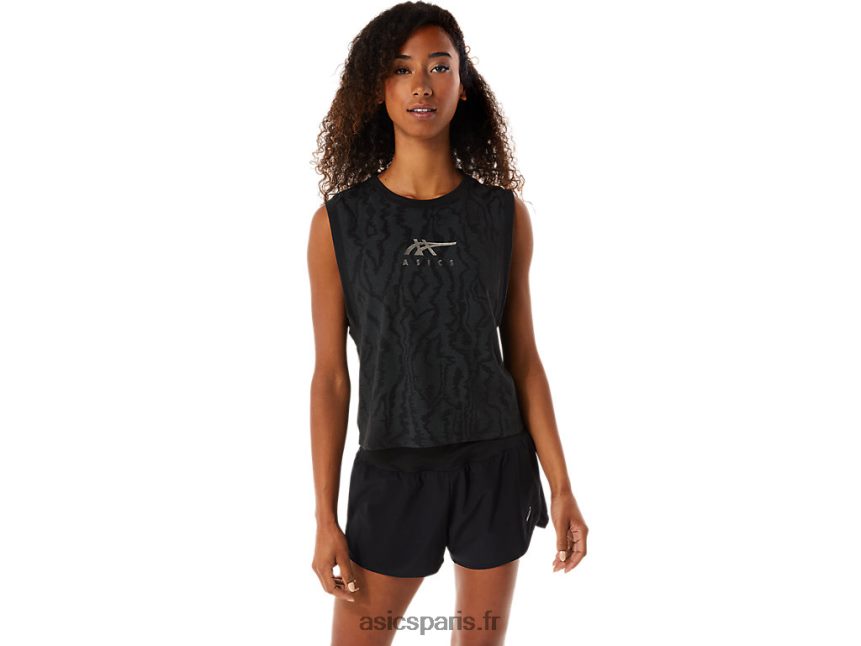 femmes Asics muscle crop imprimé sur toute la surface BXL8B23145 performance noir