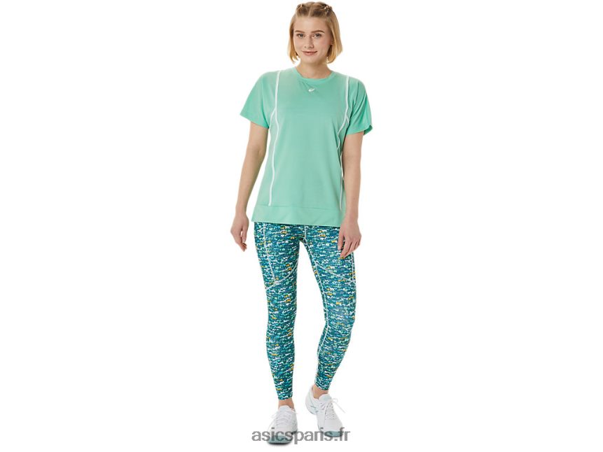 femmes Asics nouveau haut à manches courtes strong 92 BXL8B23055 écume de mer/blanc brillant