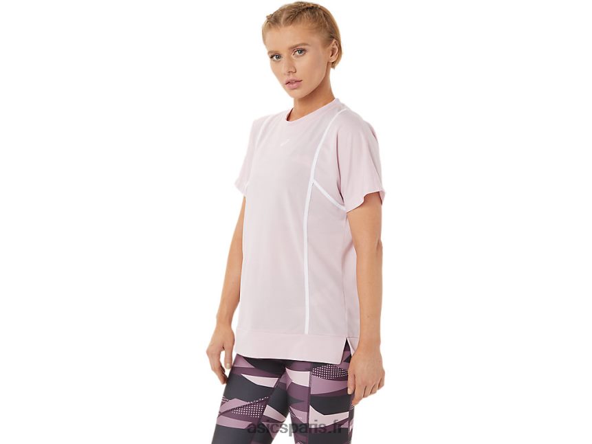 femmes Asics nouveau haut à manches courtes strong 92 BXL8B23269 à peine rose/blanc brillant
