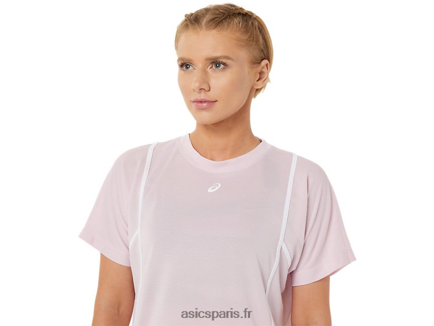 femmes Asics nouveau haut à manches courtes strong 92 BXL8B23269 à peine rose/blanc brillant