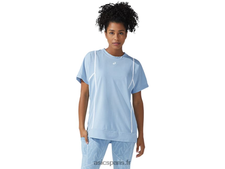 femmes Asics nouveau haut à manches courtes strong 92 BXL8B23753 brume/blanc brillant