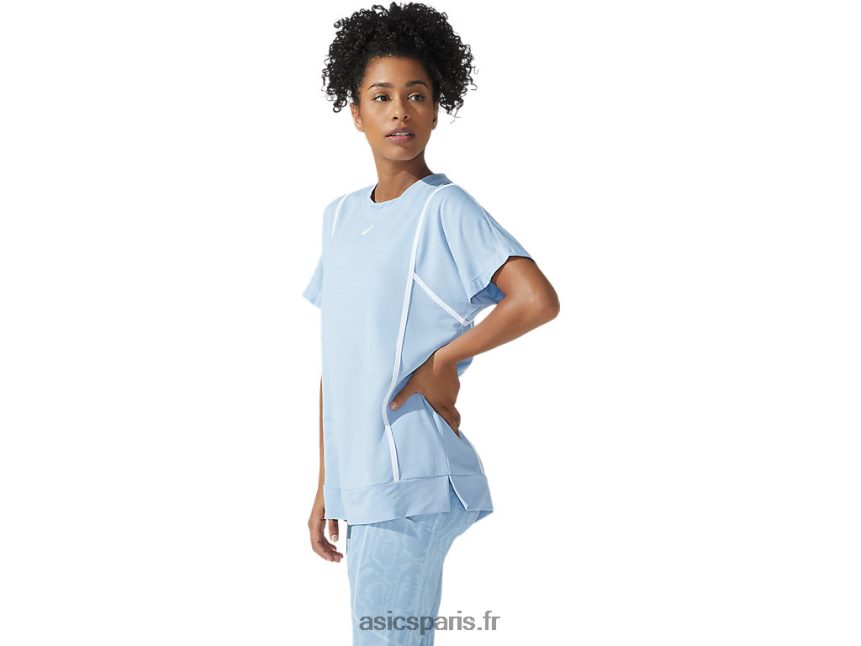femmes Asics nouveau haut à manches courtes strong 92 BXL8B23753 brume/blanc brillant
