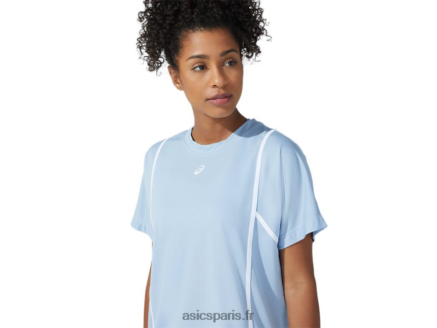 femmes Asics nouveau haut à manches courtes strong 92 BXL8B23753 brume/blanc brillant