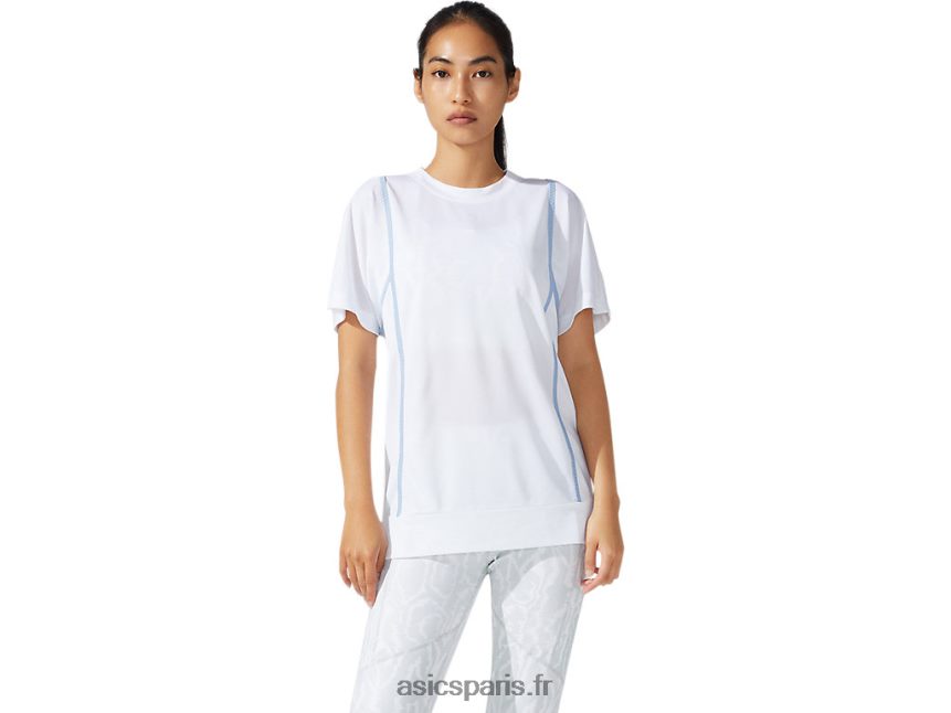 femmes Asics nouveau haut à manches courtes strong 92 BXL8B23790 blanc brillant/brume