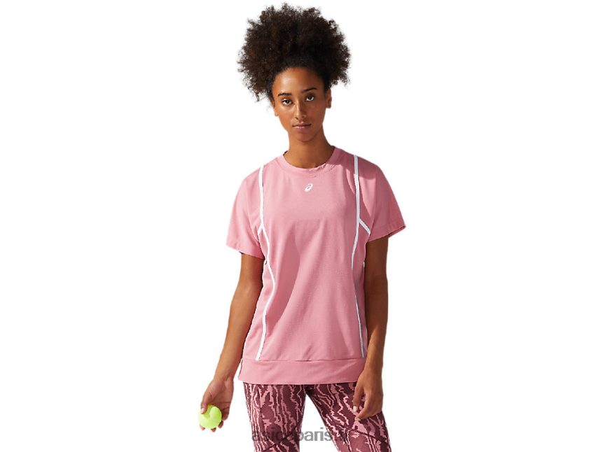 femmes Asics nouveau haut à manches courtes strong 92 BXL8B23817 rose fumé/blanc brillant