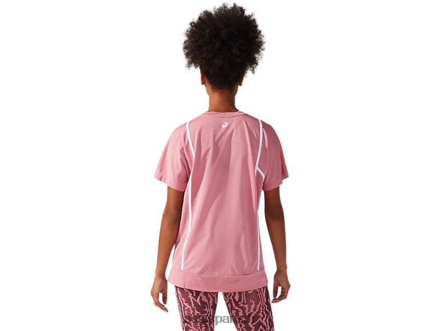 femmes Asics nouveau haut à manches courtes strong 92 BXL8B23817 rose fumé/blanc brillant