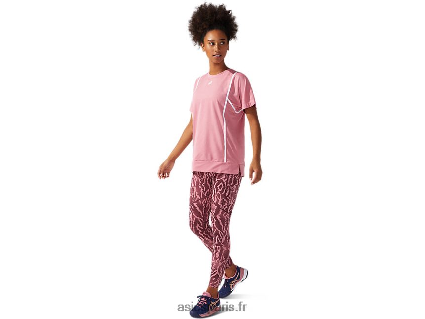 femmes Asics nouveau haut à manches courtes strong 92 BXL8B23817 rose fumé/blanc brillant
