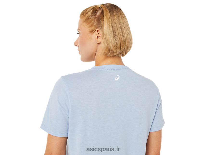 femmes Asics nouveau t-shirt graphique strong 92 BXL8B23761 brume/lueur jaune