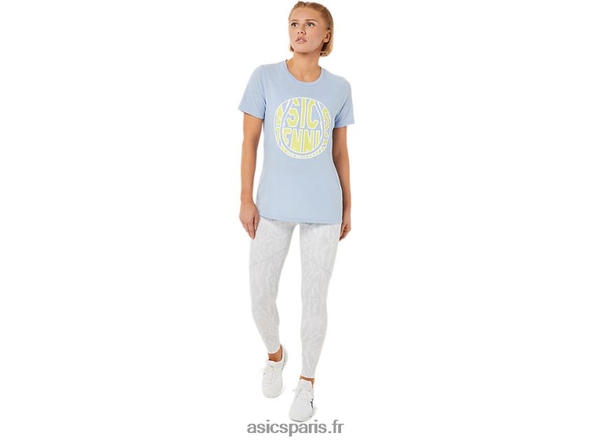 femmes Asics nouveau t-shirt graphique strong 92 BXL8B23761 brume/lueur jaune