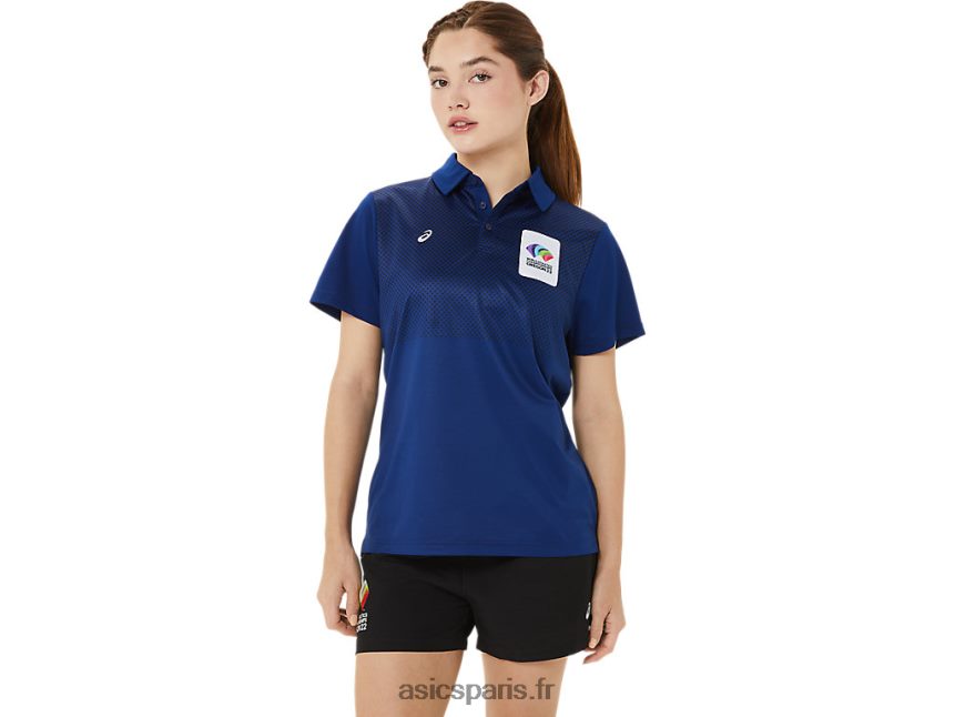 femmes Asics polo à dégradé hexagonal BXL8B23214 bleu foncé (pantone 281 c)