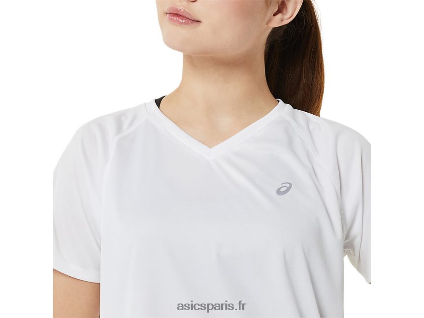femmes Asics prêt-à-poser lyte v-cou BXL8B23389 blanc brillant