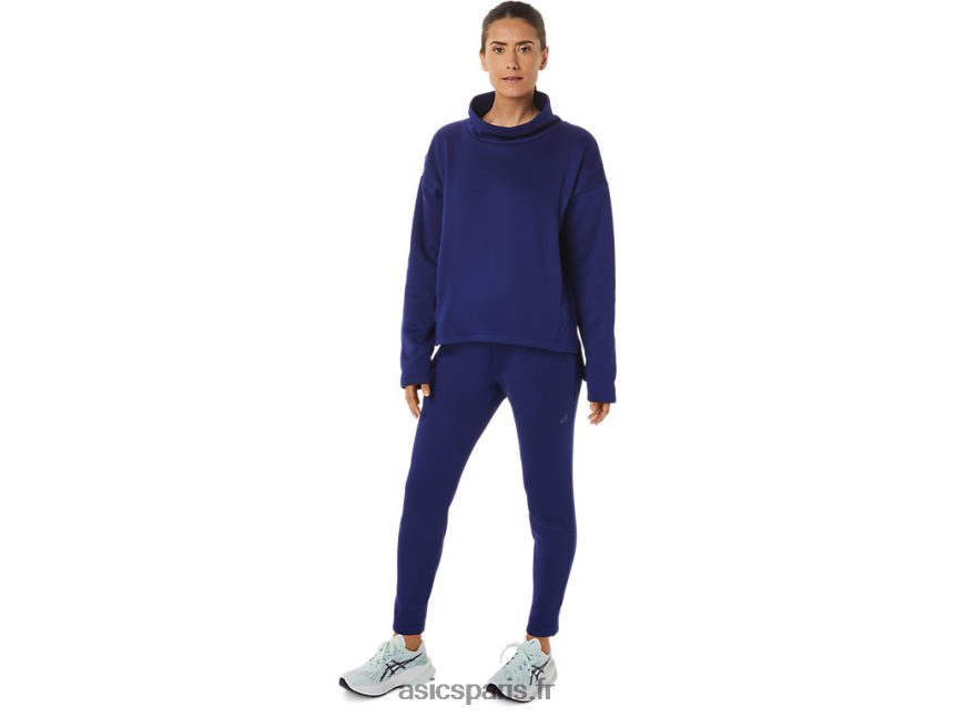 femmes Asics pull en maille brossée BXL8B22899 bleu de plongée