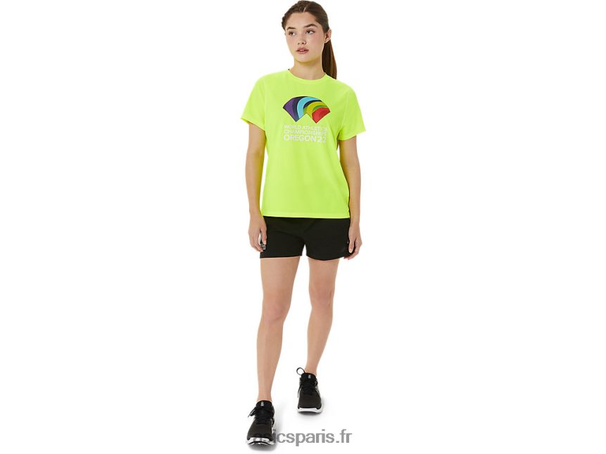 femmes Asics ready-set ii manche courte wch BXL8B23220 jaune de sécurité