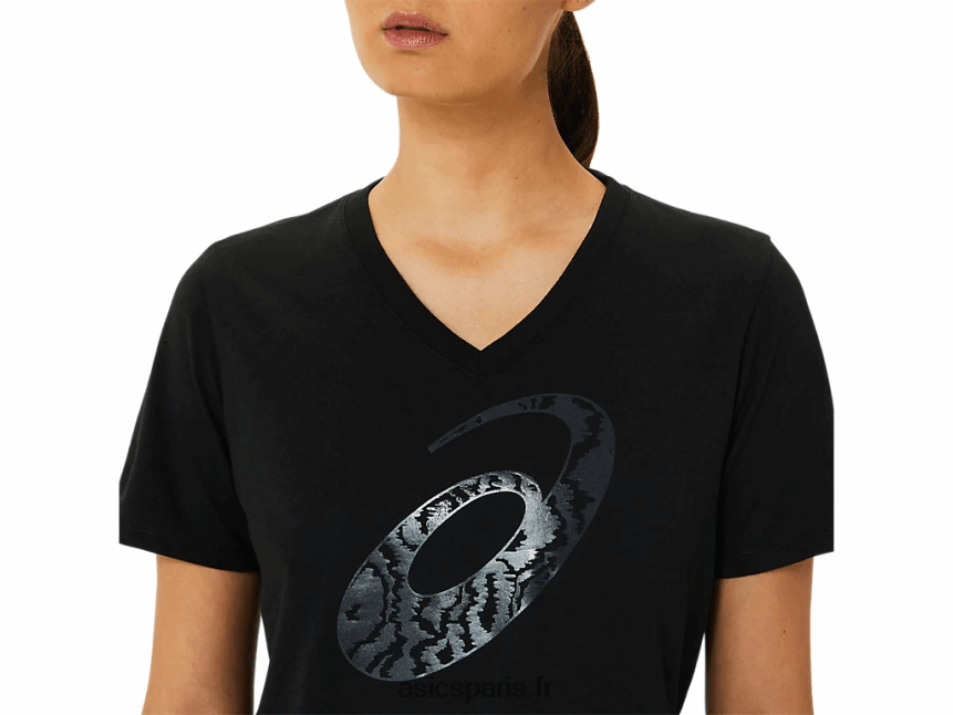 femmes Asics spirale \'a\' aérographe imprimé tigre col v BXL8B23183 performance noir