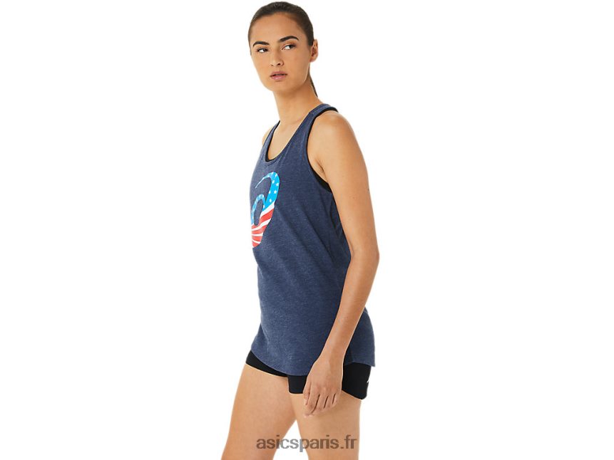 femmes Asics spirale une étoiles et des rayures à manches courtes BXL8B23186 bruyère caban