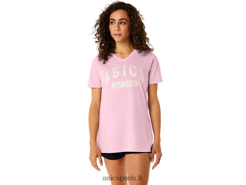 femmes Asics t-shirt à col en v est 1977 à manches courtes BXL8B22275 sel rose