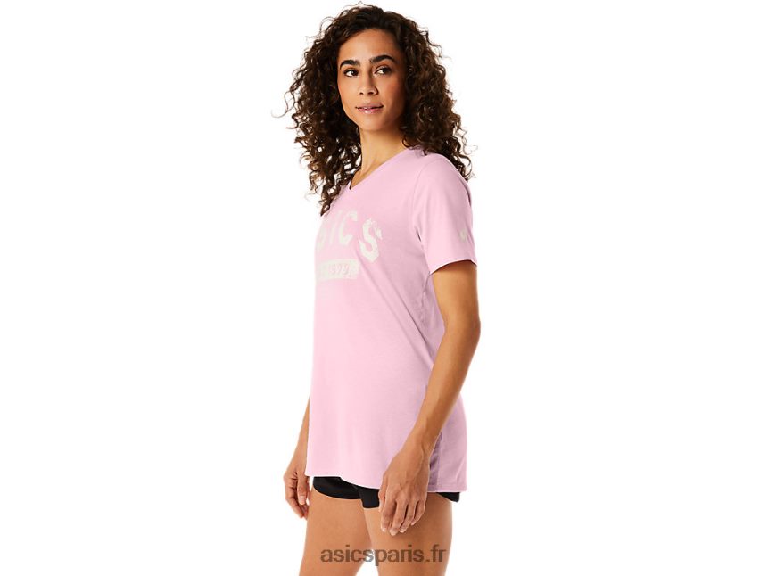femmes Asics t-shirt à col en v est 1977 à manches courtes BXL8B22275 sel rose