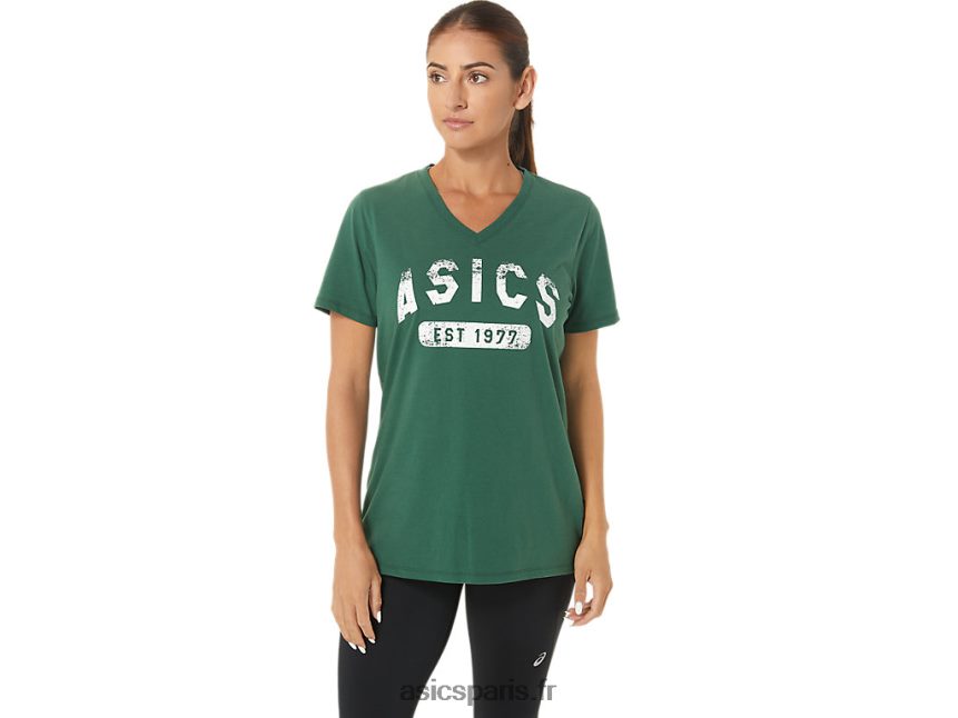 femmes Asics t-shirt à col en v est 1977 à manches courtes BXL8B22726 bruyère vert chasseur
