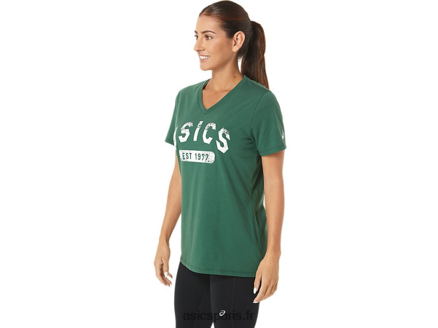 femmes Asics t-shirt à col en v est 1977 à manches courtes BXL8B22726 bruyère vert chasseur